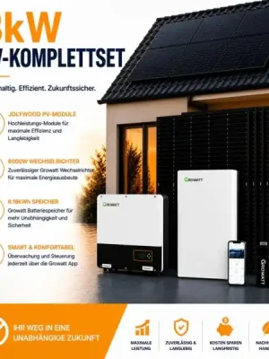 Bestseller 8 kW PV-Komplettset mit 8000W Wechselrichter + 7.6kWh Speicher + Jolywood PV-Module