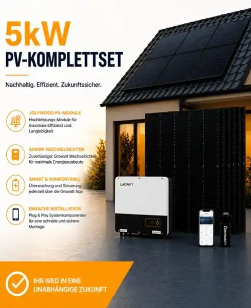 5000W PV-Komplettset mit 5kW Wechselrichter + Jolywood 450W Module Schnäppchen