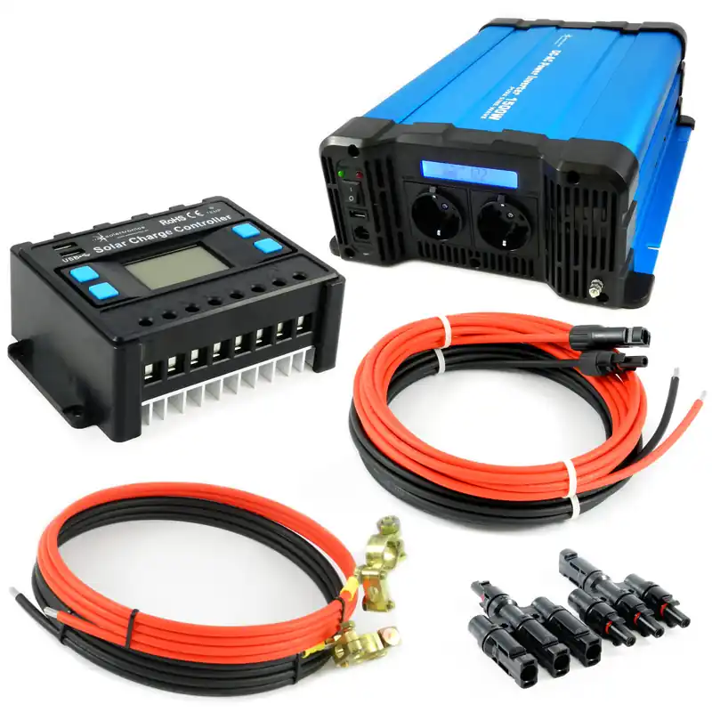 Solar Set 1500 Watt Wandler FS1500D 30A Laderegler Stecker Kabel Photovoltaik Inselanlage Zubehör Saisonangebot