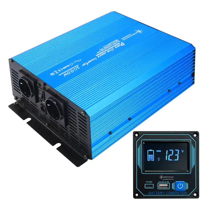 TS2000-12V-DE80D Reiner Sinus Spannungswandler 2000W mit Kabel-Display-Fernbedienung USB-A & USB-C Kostenloser Rückversand