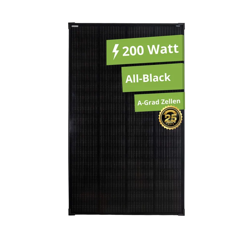 Solarmodul 200 Watt Mono 18V All Black Solarpanel Solarzelle 1270x770x35 Markenware