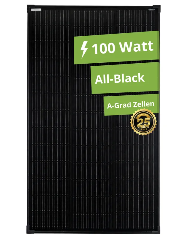 Neue Kollektion Solarmodul 100 Watt Mono 18V All-Black Solarpanel Solarzelle 910x580x30