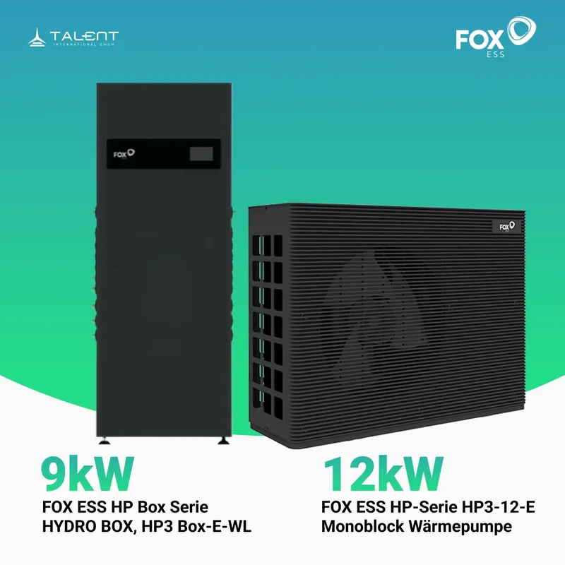FOX ESS HP Box Serie Monoblock Wärmepumpe HP3-12-E 12kW + HYDRO BOX HP3 Box-E-WL 9kW Neuheit