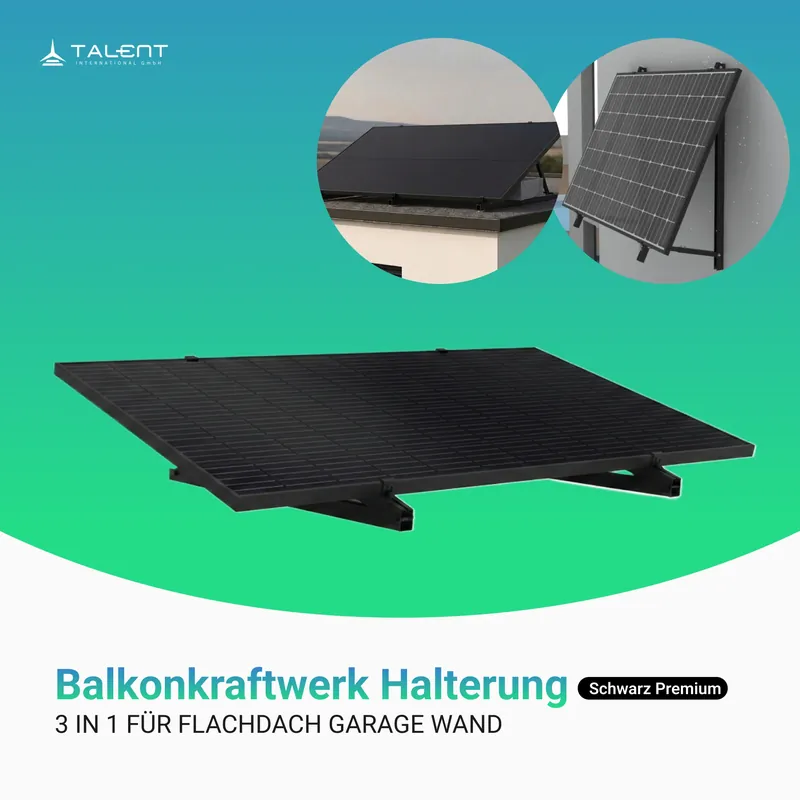 Must-Have Balkonkraftwerk Halterung Flachdach Garage Wand Schwarz Premium | 18°-30° verstellbar