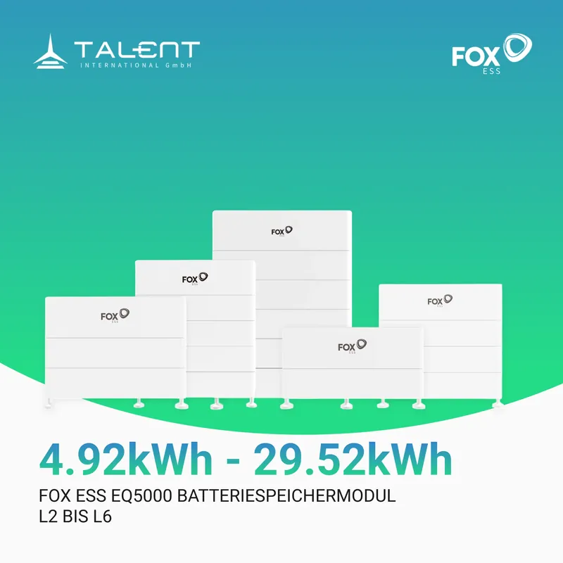 Knallerangebot Fox ESS EQ5000 L2 bis L6 I 4,92kWh bis 29,52kWh Batteriespeichersystem LiFePO₄-Technologie mit BMS