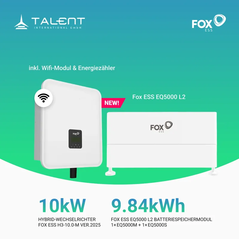 Fox ESS H3-10.0-M (Version 2025) 10kW Hybrid Wechselrichter mit EQ5000 L2 bis L6 4,92kWh bis 29,52kWh Hochvoltspeicherbatterie Kostenloser Versand