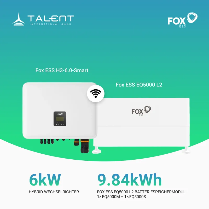 Top-Seller Fox ESS 6kW Hybrid Wechselrichter H3-6.0-Smart mit EQ5000 L2 Hochvoltspeicherbatterie 9.84kWh