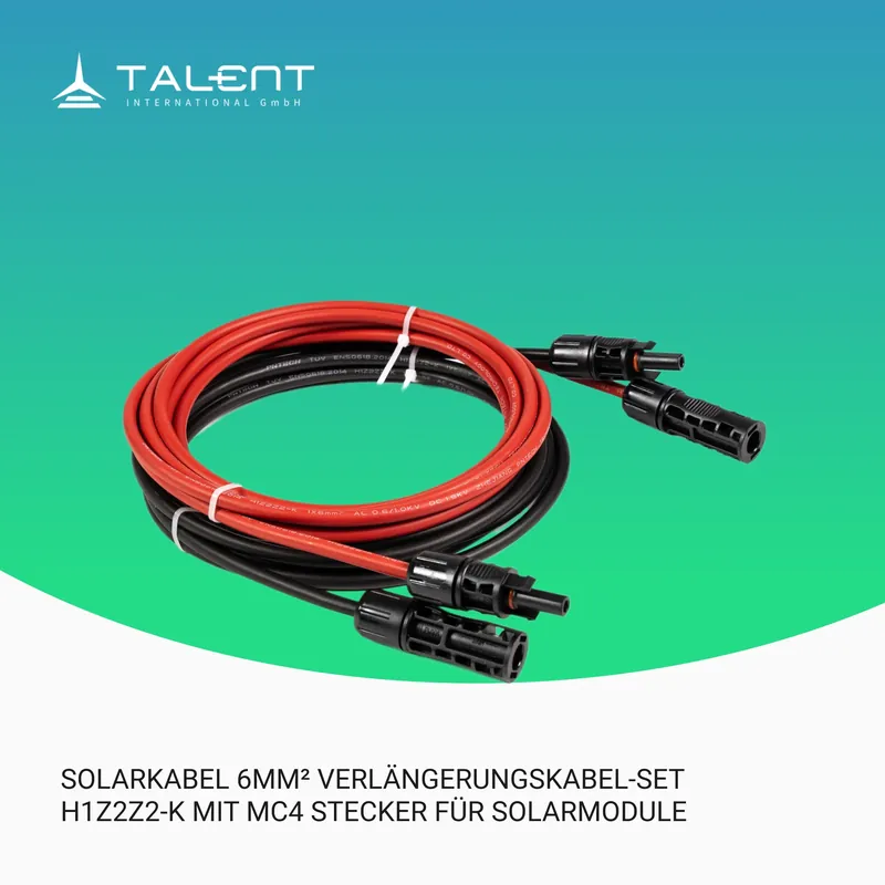 Meistverkauft Solarkabel 6mm² Verlängerungskabel-Set H1Z2Z2-K mit MC4 Stecker für Solarmodule