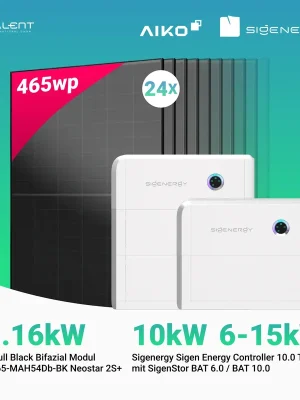 PV Komplettset 11.16 kWp - 24 × AIKO 465W Full Black & Sigenergy Sigen Energy Controller 10.0 TP 10kW mit Speicheroption Super-Preis
