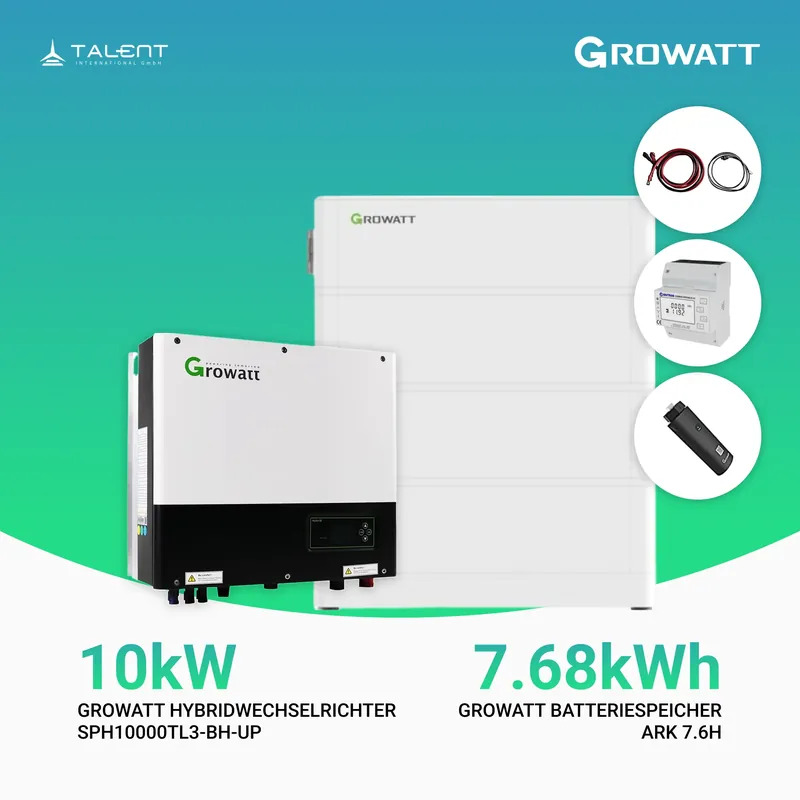 Meistverkauft Growatt Komplettset SPH10000TL3-BH-UP 10kW mit 7,68kWh ARK 7,6H Batteriespeicher