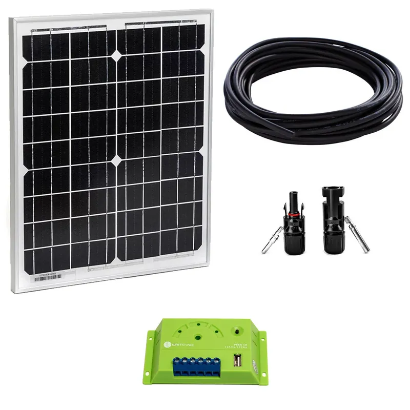 30W Solar Inselanlage Bausatz WATTSTUNDE® 10A Solar Laderegler PEKO10 Schnäppchen