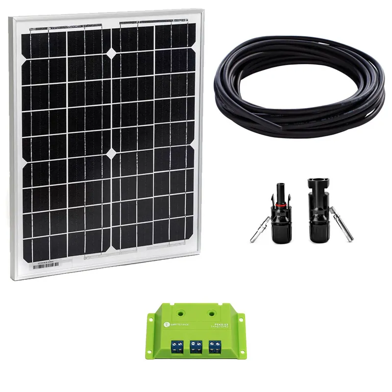 Schnäppchen 30W Solar Inselanlage Bausatz WATTSTUNDE® 3A Solar Laderegler PEKO3