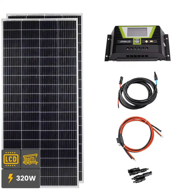 Knallerangebot 320W Solar Inselanlage Bausatz (2x160W) Solar Laderegler 30A LR30ALCD 2xUSB 12/24V