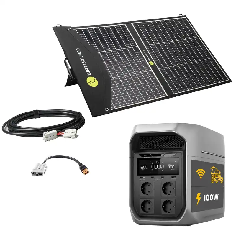 Günstig EcoFlow DELTA 3 Max Plus Powerstation Bundle mit WATTSTUNDE® SOLA Ease 100 Wp SunFolder Solartasche