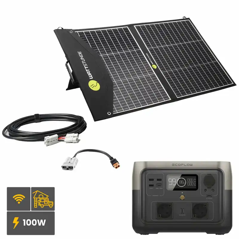 Kostenfreie Lieferung EcoFlow RIVER 2 MAX Powerstation Bundle mit WATTSTUNDE SOLA Ease 100W SunFolder Solartasche