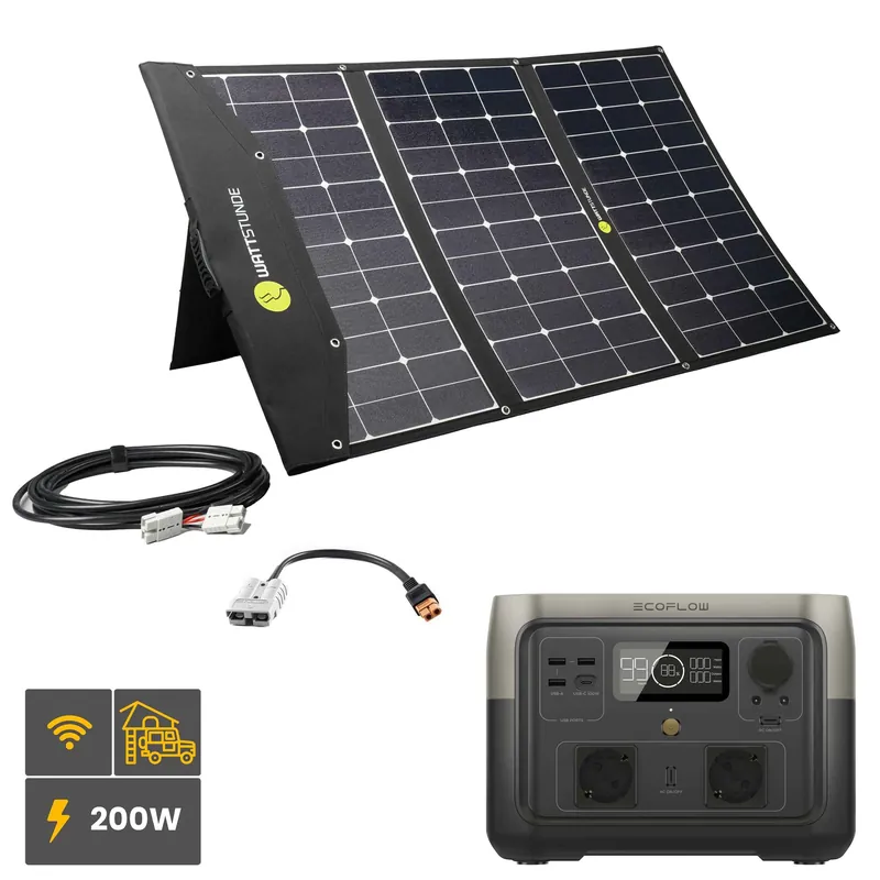 EcoFlow RIVER 2 MAX Powerstation Bundle mit WATTSTUNDE SOLA Ease 200W SunFolder Solartasche Ausverkauf