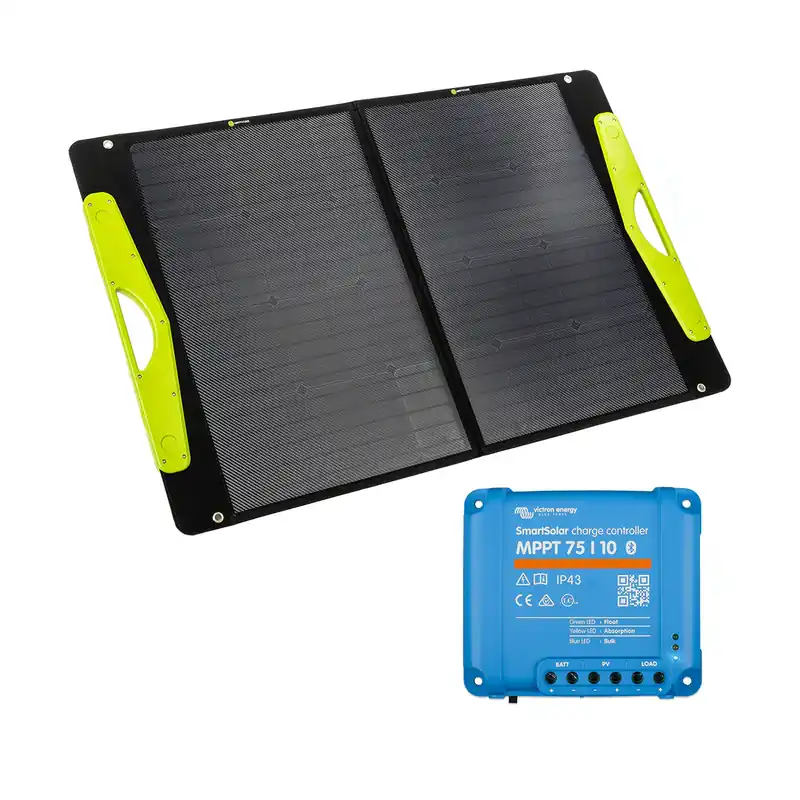 WATTSTUNDE® 100W SolarBuddy Solartasche WS100SB mit Victron SmartSolar 75/10 Laderegler Kostenloser Rückversand