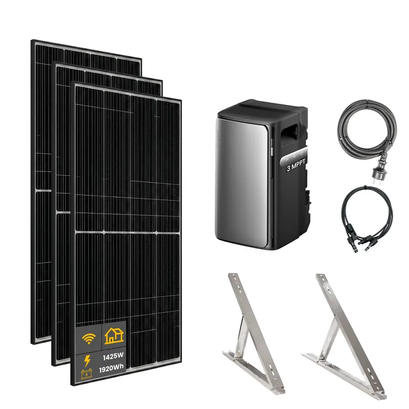 Geprüft 1425 W EcoFlow STREAM Pro Balkonkraftwerk | Set mit Mikrowechselrichter und 3x 475 W DAH bifacial Solarmodul mit Flachdach Halterung und 1,92 kWh Speicher