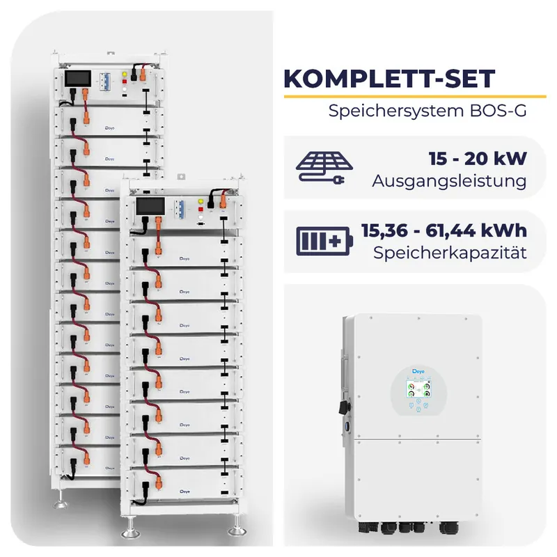 Deye Hybrid-Wechselrichter mit Deye BOS-G | Hochvolt-Speichersystem | 3-phasig Preisreduziert