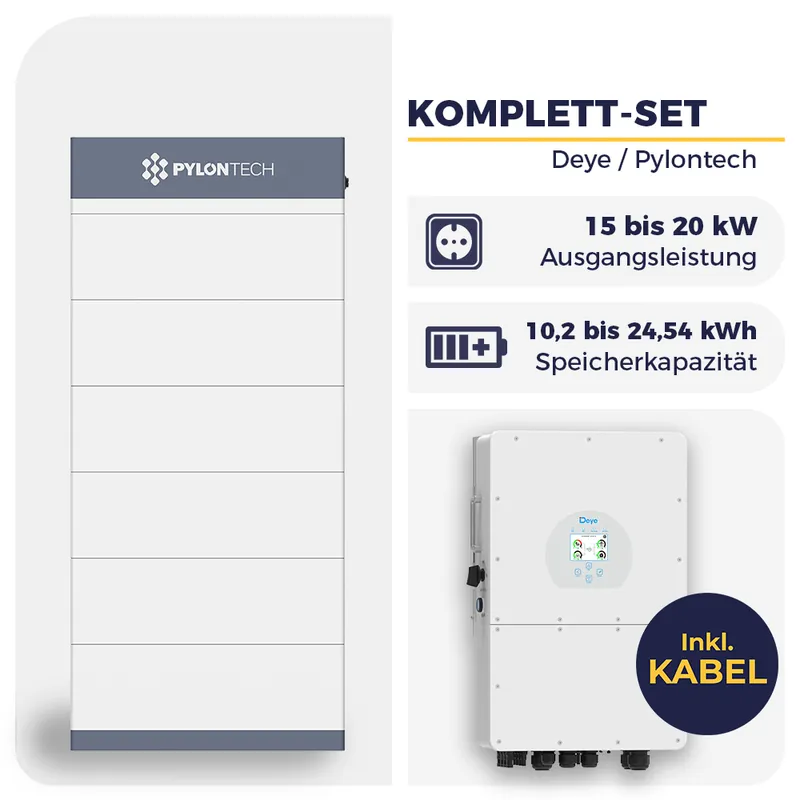 Deye Hybrid-Wechselrichter mit Pylontech Force H3 | Hochvolt-Speichersystem | 3-phasig Jetzt Bestellen