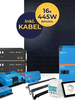 Schnäppchen 7,12  kW Photovoltaikanlage mit Speicher 9,6 kWh | HUSATECH SunnyHome M | 1-phasig mit Victron MultiPlus II 48/5000/70-50 + MPPT 250/100 + Pylontech US5000