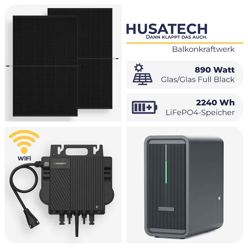 Marstek Balkonkraftwerk mit 890 Watt PV-Leistung und 2240 Wh Speicher Schneller Versand