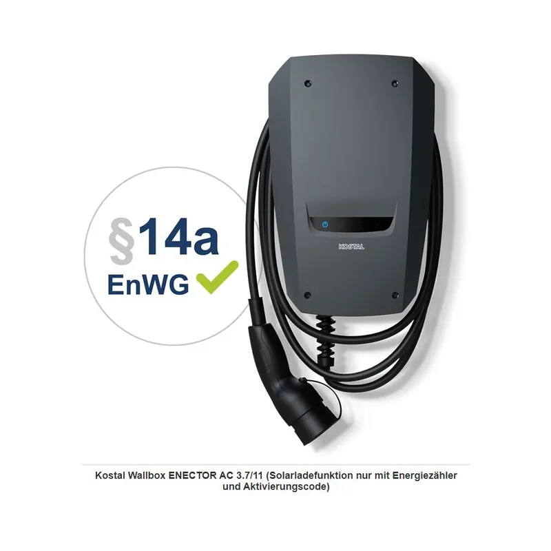 Kostal - EV Wallbox ENECTOR AC 3.7/11 AC mode 3, 1PH, 3.7 - 11kW, 16A, Typ-2-Stecker Kostenfreie Lieferung