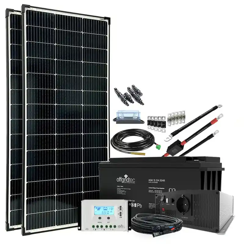 Offgridtec® Autark XL-Master 300W Solaranlage - 1500W AC Leistung 154Ah AGM Akku Nur Für Kurze Zeit