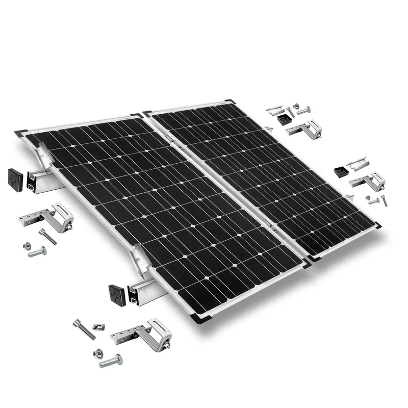 Befestigungskit mit Dachhaken 3-fach verstellbar (für Dachziegel) für Schrägdachmontage 2 Solarpanels Rahmenhöhe 30mm Mega-Angebot
