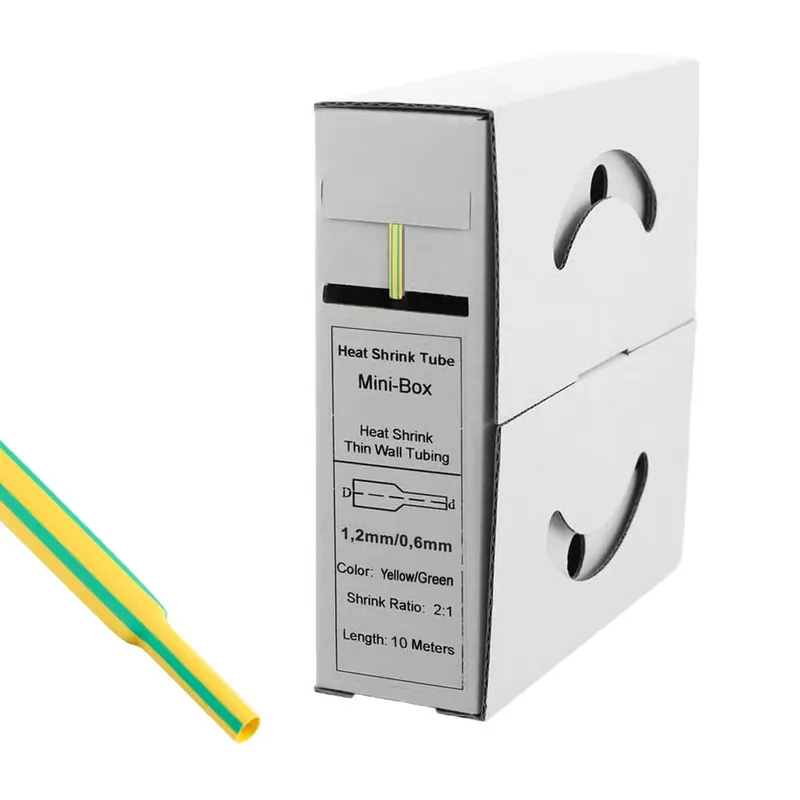 Begrenztes Angebot 10m Schrumpfschlauch 1,2mm>0,6mm grün/gelb