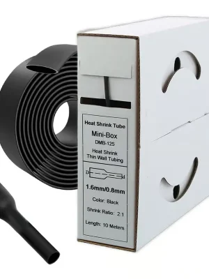 10m Schrumpfschlauch 1,6mm>0,8mm schwarz Neu Im Sortiment
