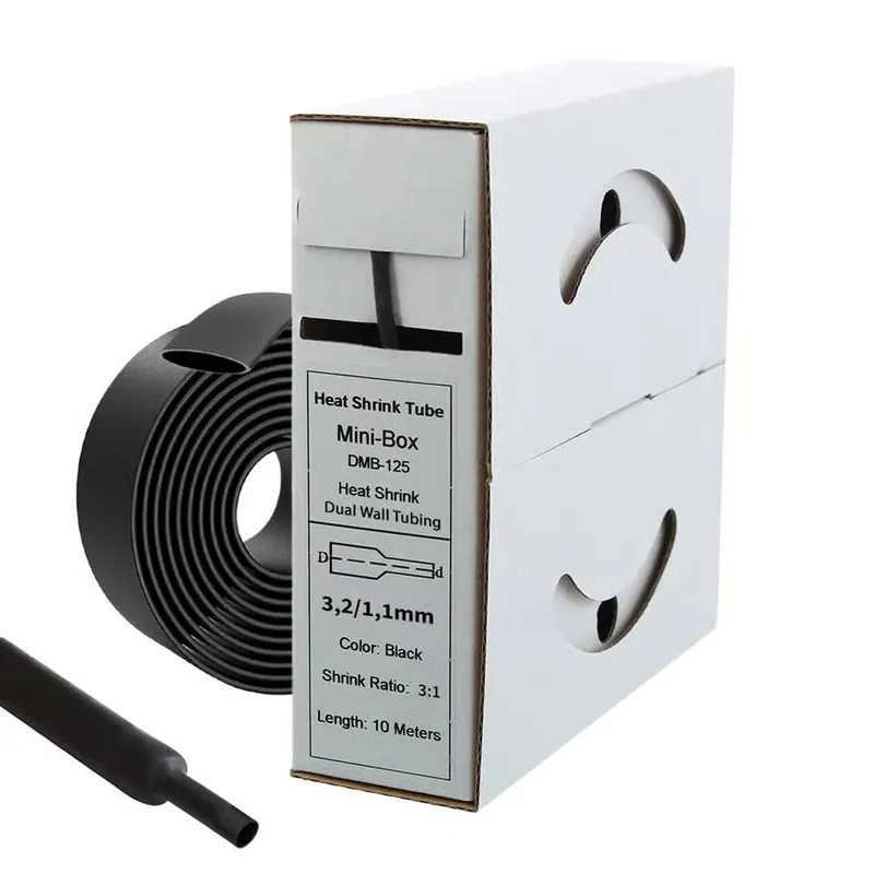 10m Schrumpfschlauch mit Kleber 3mm>1mm schwarz Ratio 3:1 Heißes Angebot