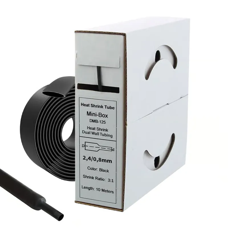 Jetzt Bestellen 10m Schrumpfschlauch mit Kleber 2,4mm>0,8mm schwarz Ratio 3:1