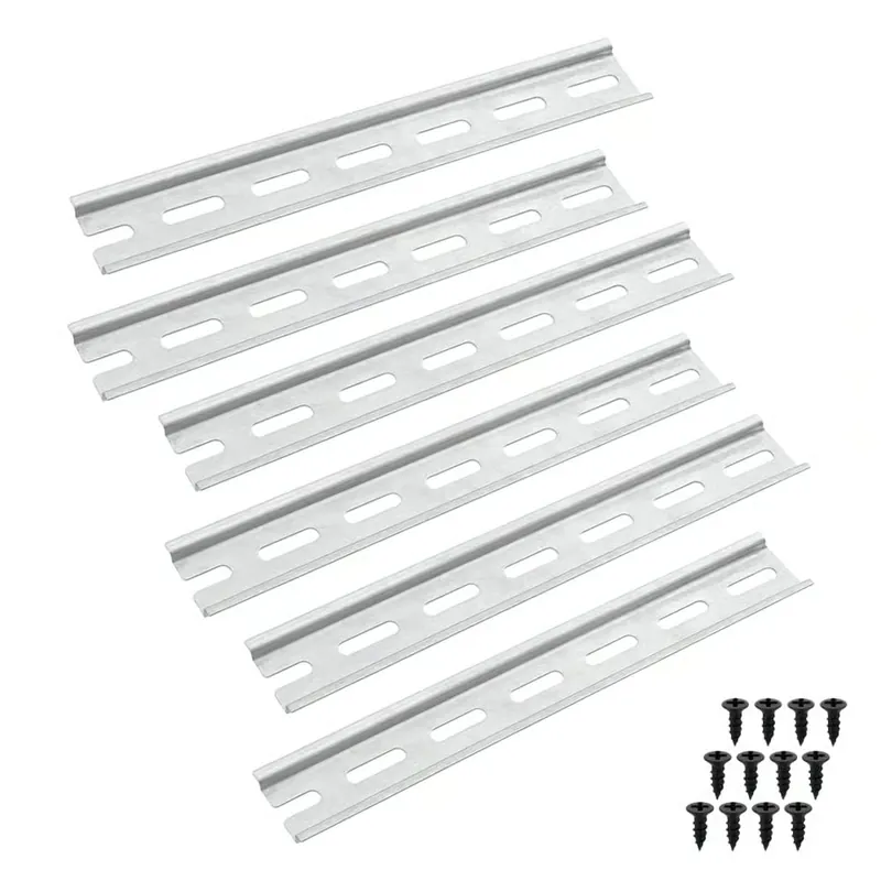Schneller Versand Offgridtec 6-tlg. Alu DIN-Schienen-Set – 6x20 cm, 35 mm breit, 7,5 mm hoch, 1,2 mm stark, Schaltschrank