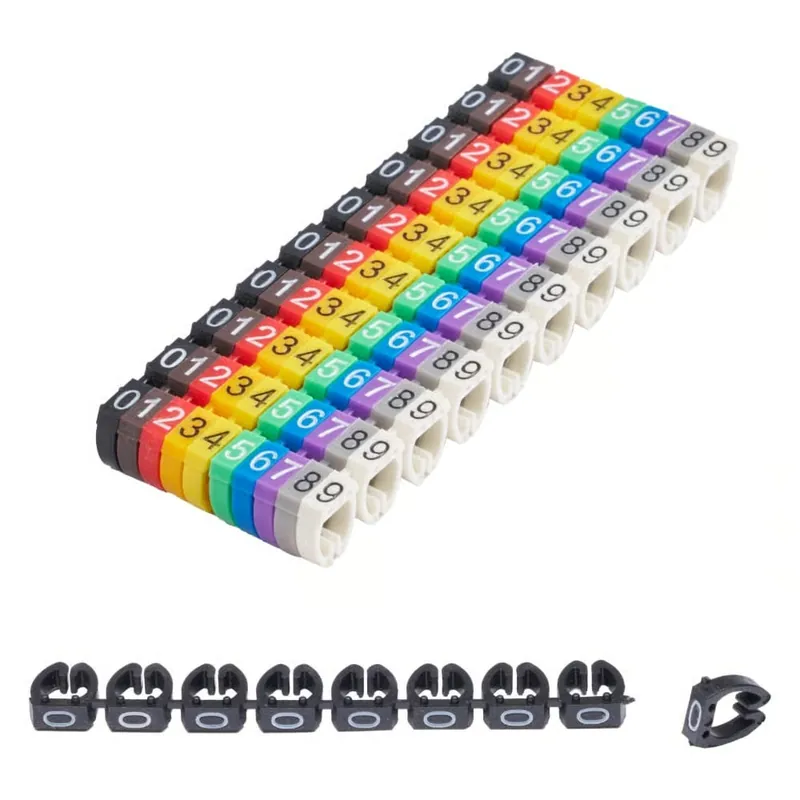 Offgridtec Kabelmarker Clips 0–9, 100 Stück, für 4 mm² Kabel, je 10x Zahl Solange Der Vorrat Reicht