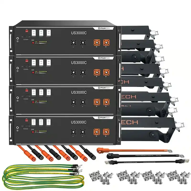 4x Pylontech US3000C LiFePO4 48V + Brackets + Anschlusskabel 14kWh Speicherpaket Markenware