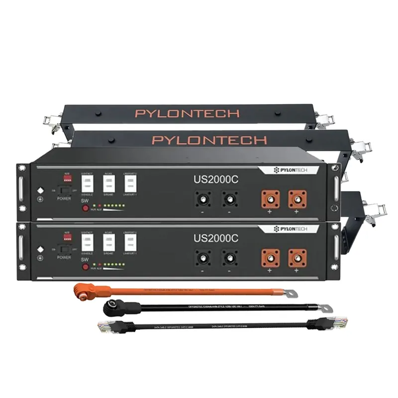 2x Pylontech US2000C LiFePO4 48V + Brackets + Anschlusskabel 4,8kWh Speicherpaket Neue Ware