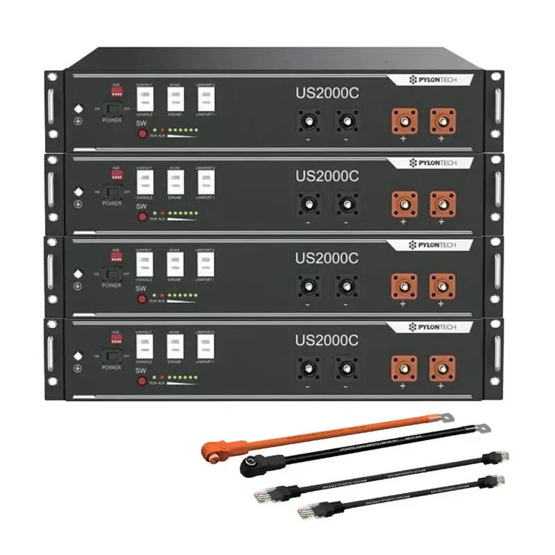 Pylontech 4x US2000C LiFePO4 Batterie 9,6kWh mit Wechselrichter-Anschlusskabelset Direktkauf