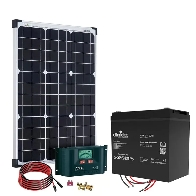 Offgridtec® 50 Watt Solar Set - BIG S 50W/50Ah/12V Solar-Komplettsystem Preisreduziert
