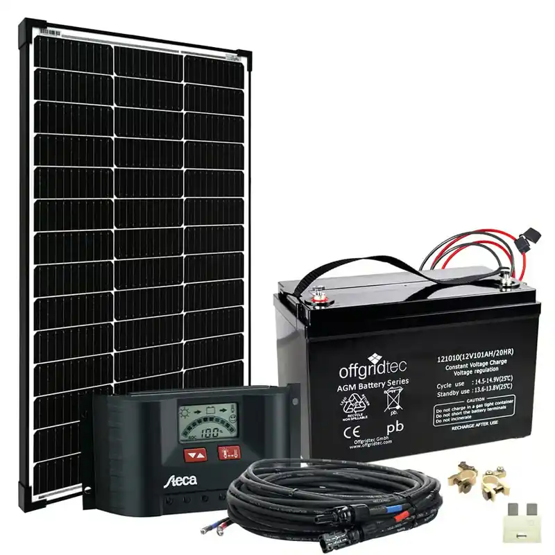 Offgridtec® 100 Watt Solaranlage BIG-L 100W 101Ah 12V Komplettsystem Sale