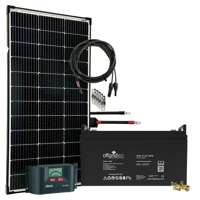 Offgridtec® 130 Watt Solaranlage BIG-L 130Wp 122Ah 12V Komplettsystem Preisreduziert