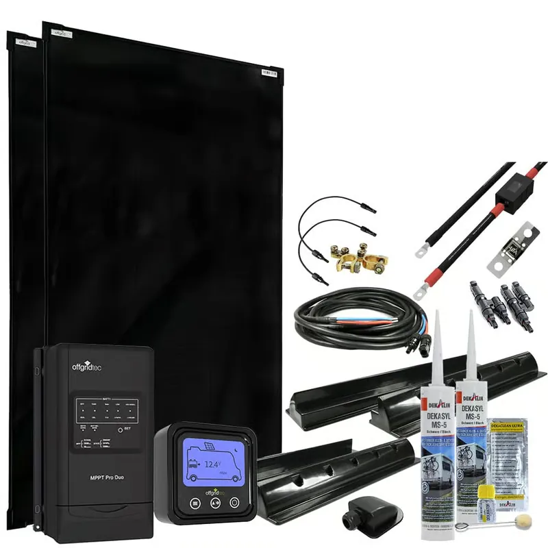 Offgridtec® MobileBlack L 300W Wohnmobil Solaranlage 30A MPPT DUO Laderegler OLP PERC Solarmodul Beliebt