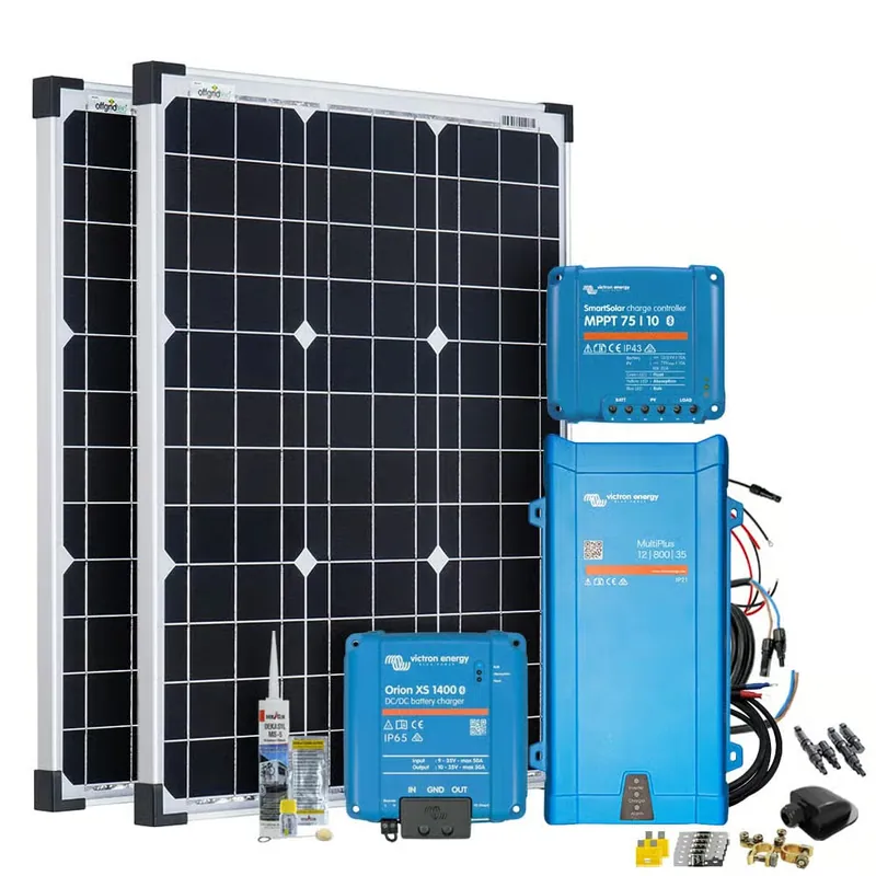 Offgridtec Mobil VeCore S 100W Wohnmobil Solaranlage inkl. MultiPlus12/800/35 Wechselrichter, Batterieladegrät und Laderegler - schwarz Online Kaufen