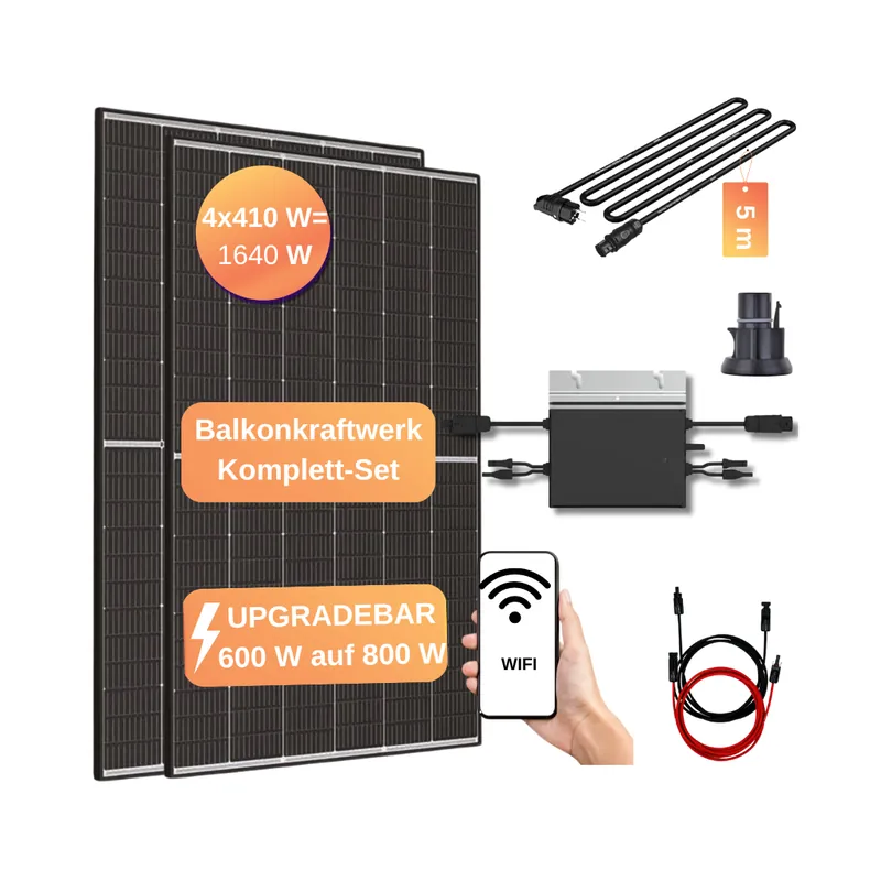 Meistverkauft 1640 W / 1500 W drosselbar 600W / 800W Balkonkraftwerk Steckerfertig Hoymiles PV
