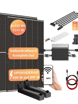 Balkonkraftwerk 1640 W mit Montage-Set Solaranlage Photovoltaik Wechselrichter Begrenztes Angebot