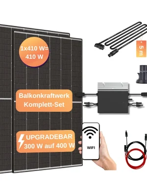 Balkonkraftwerk 410 W Solar Solaranlage Photovoltaik Solar Balkon Wechselrichter Preisreduziert