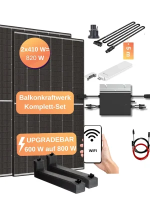 Schneller Versand Balkonkraftwerk 820 W mit Flachdach-Set Solaranlage Photovoltaik Wechselrichter