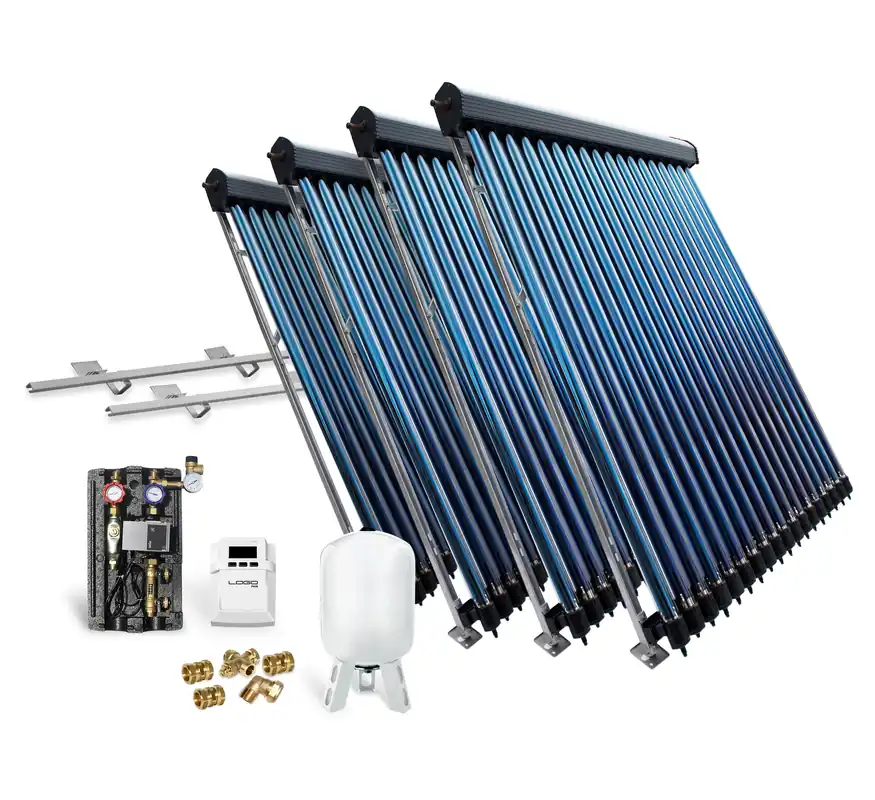Schnäppchen Röhrenkollektor Solarpaket Vakuumröhrenkollektor HP22-4 14,44 m² Flachdach Solar