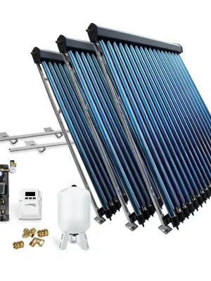 Röhrenkollektor Solarpaket Vakuumröhrenkollektor HP30-3 14,67 m² Flachdach Solar Neuheit