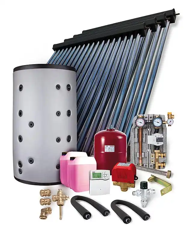 Neue Ware Solaranlage Paket HP30 19,56m² Vakuumröhrenkollektor Frischwasserspeicher 1000l